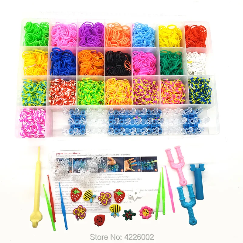 

4400pcs Elastic Rubber Loom Bands DIY Machine Tool Box set Weave Bracelet Handicraft Girl Gift Children Kids toys for 8 10 years