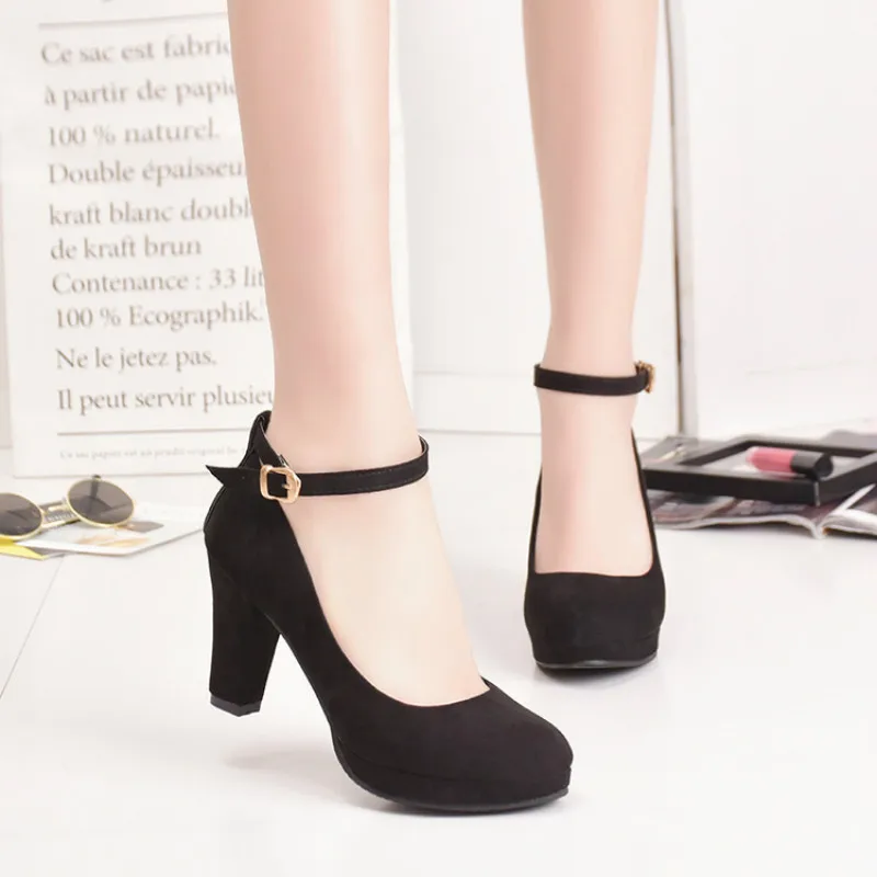 suede ankle strap heels