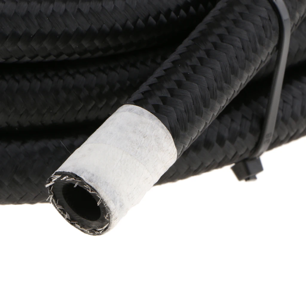 10Ft Nylon Braided Fuel Line with AN8 Hose End Aluminum Fittings Kit