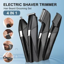 4 In 1 Electric Shaver Trimmer Rechargeable Hair Clipper Beard Nose Hair Trimmer Wet Dry Use Hair Beard Grooming Set