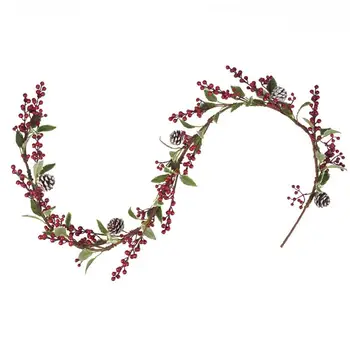 

1pc 180cm Christmas Garland Simulation Red Berry with Pine Cone Holiday Decoration