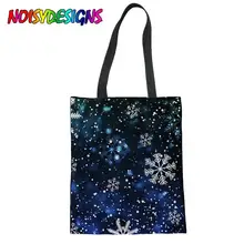 NOISYDESIGNS, высококачественные женские сумки, холщовые, снежные, рождественские, снежинки, сумки-тоут, многоразовая сумка для покупок, складная школьная сумка