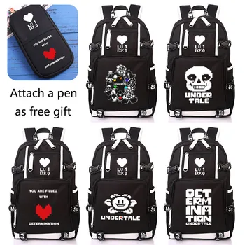 

2020 Hot Game Toriel/Sans Pixel Skeleton Printing Backpack Travel Bag USB Charging Laptop Canvas School Bags for Men Teens