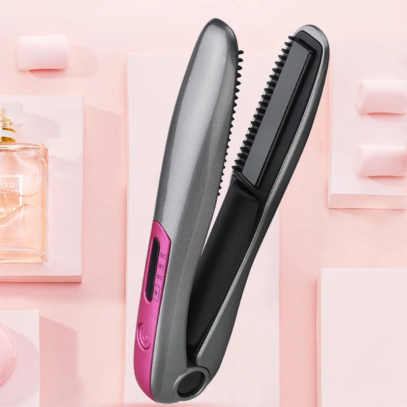 

Cordless Mini Flat Iron Portable USB Rechargeable Hair Straightener for Travel with Adjustable Temperature Ceramic Tourmaline
