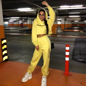 

LAISIYI 2018 Autumn Tracksuit 2 Piece Set Casual Sport Suit Women Tracksuit Set Long Sleeve Thicken Hooded Sweatshirts Pants