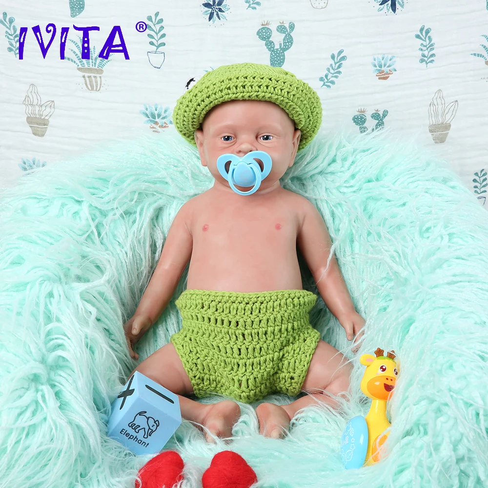 IVITA WB1502 18 дюймовая 3800г Реалистичная ПОЛНОСТЬЮ из СИЛИКОНА реборн игрушка кукла