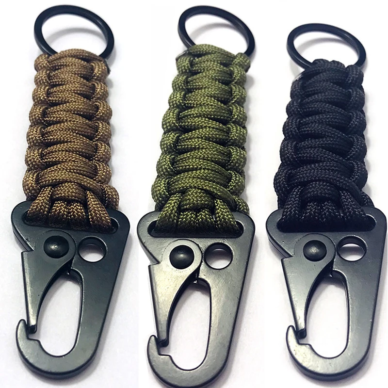 Outdoor Camping EDC Paracord Rope Survival Kit Military Cord With Carabiner Keychain Chain Ring  Emergency MultifunctionTools
