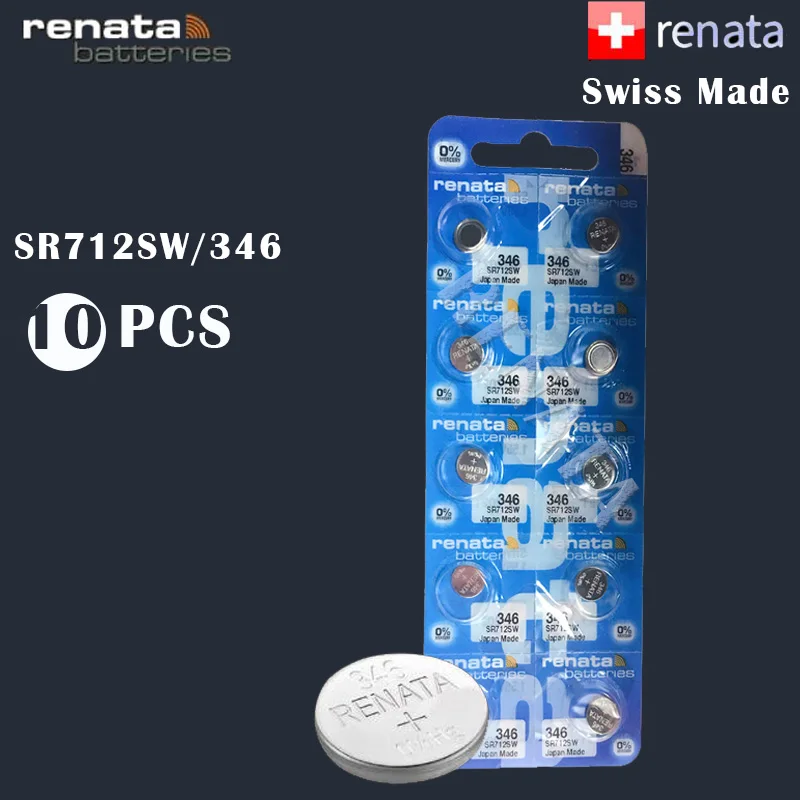 10 шт. Renata 346 100% оригинальный новый долговечная часовая батарейка SR712SW SR712 RENATA