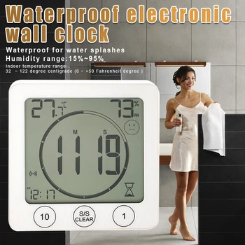 

Simple Thermometer Hygrometer Waterproof Anti-fog Wall Clock with Sucker Backlight for Indoor SP99