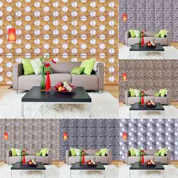 

New 10PCS/SET PVC Self Adhesive Wall Stickers 3D Stone Wallpaper Kitchen Bedroom Living Room TV Background Wallpaper Decor 30*30