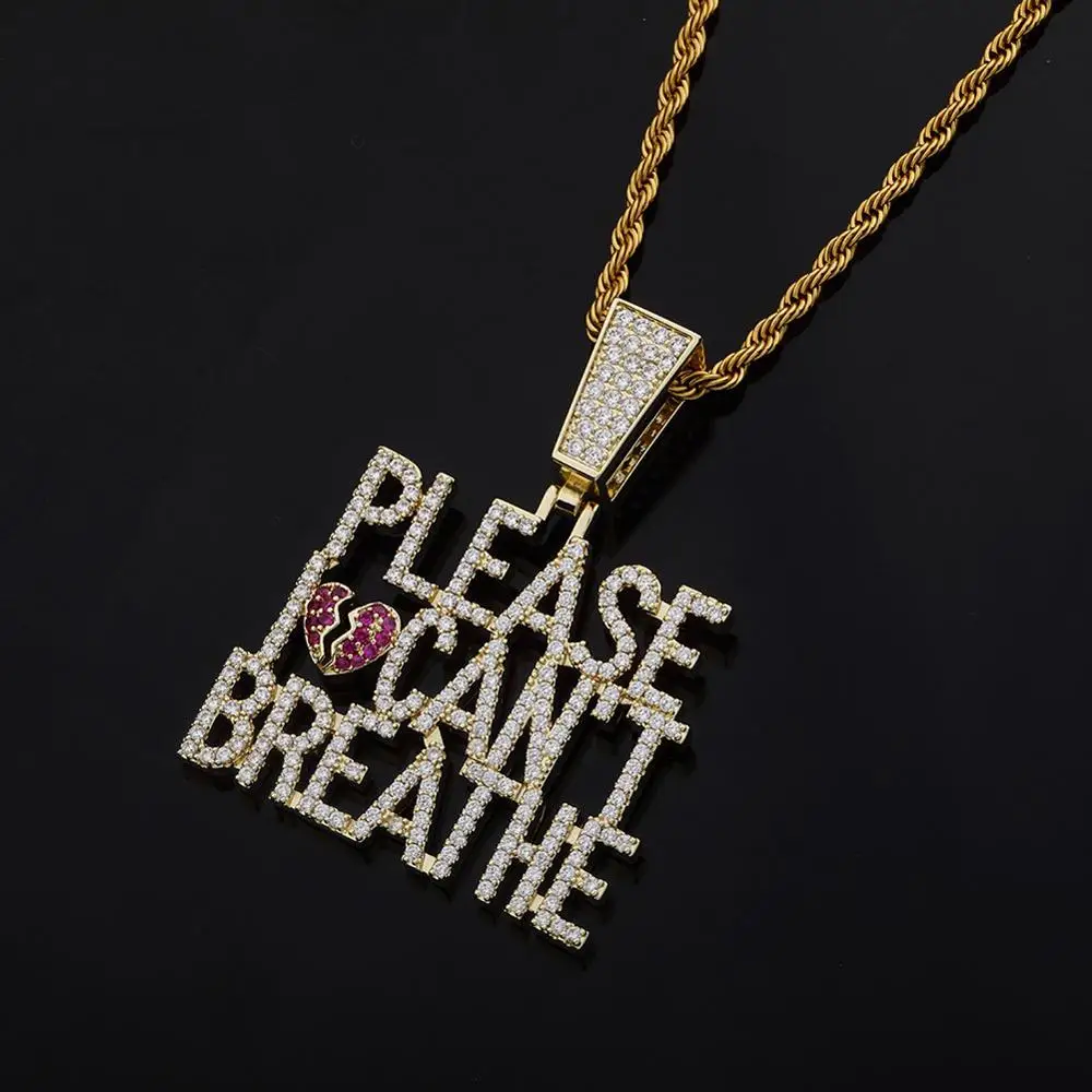 Zciti Персонализированная Мода I can't breathe hip-hop тренд любовь подарок подвеска