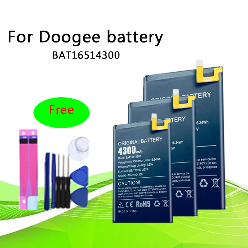 

100% New For Doogee Y6 Max BAT16514300 Battery Replacement 4300mAh Smart Phone Parts Bateria Batterie Baterij with Free Tools