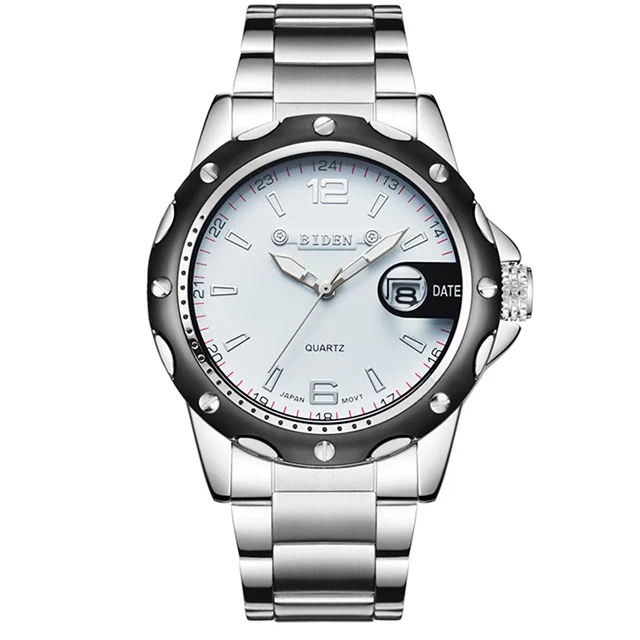 Белый Relojes Hombre, модные мужские часы, Топ бренд, роскошные мужские кварцевые наручные часы, мужские стальные спортивные водонепроницаемые часы с датой - Цвет: Белый