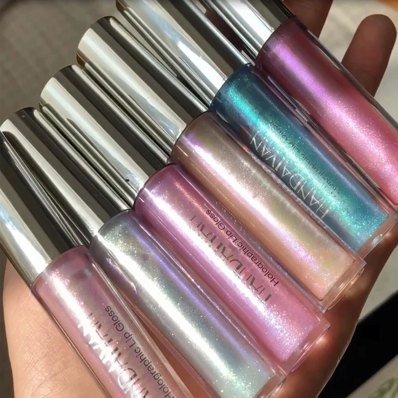 new Crystal shine Lip Gloss Laser Holographic Lip Tattoo Lipstick Mermaid Pigment Glitter Lipgloss Lip Plumper Gloss Makeup