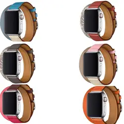 Серии 4/3/2/1 из натуральной кожи для Apple Watch Double Tour band 38 мм 40 мм 42 мм 44 мм ремешок на запястье, браслет, для iwatch ремешок