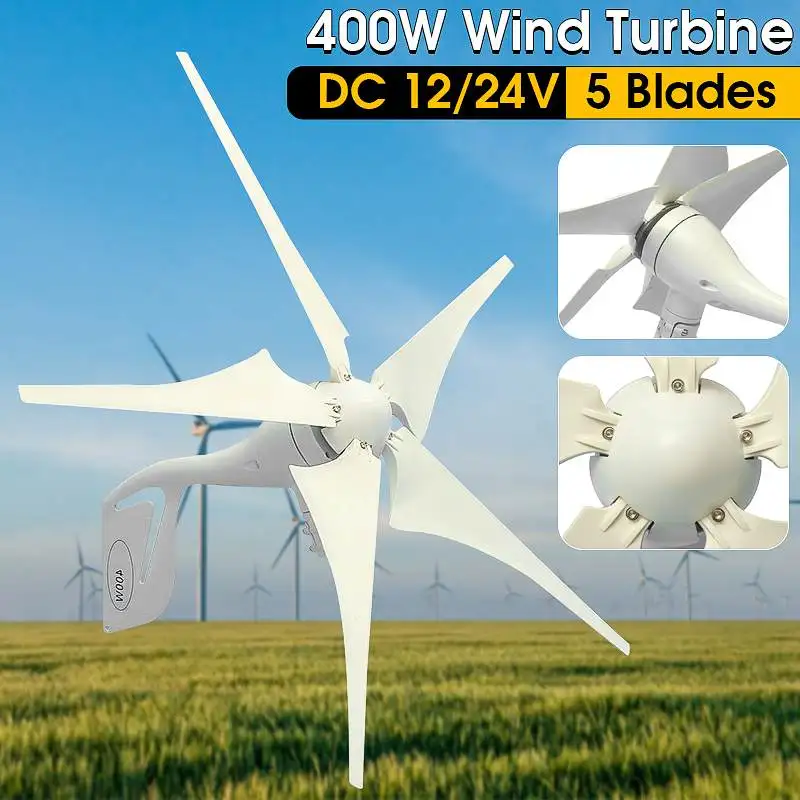 

Wind 400W Wind Generator 5 + DC 12V/24V Waterproof Charge Controller 300/600W Wind Energy Generator