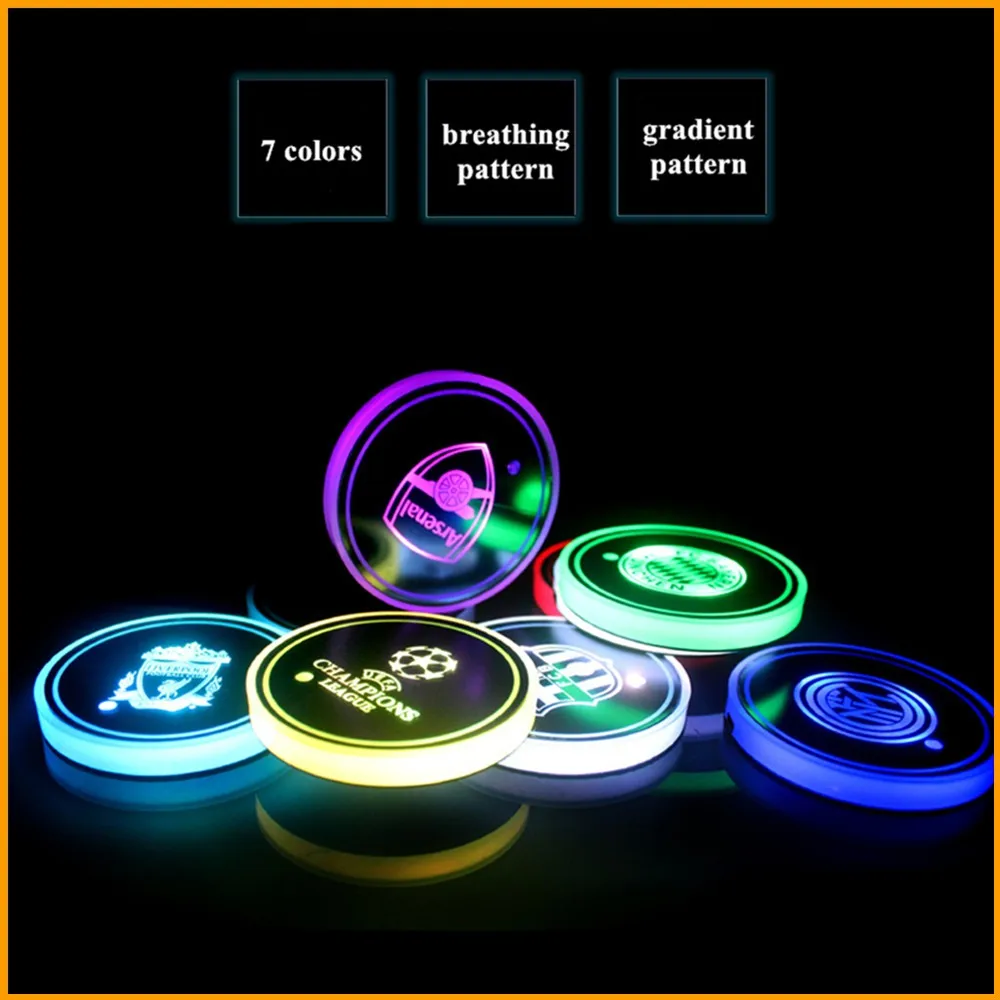 2 предмета Футбол логотип автомобиля светильник светодиодный чашки держатель