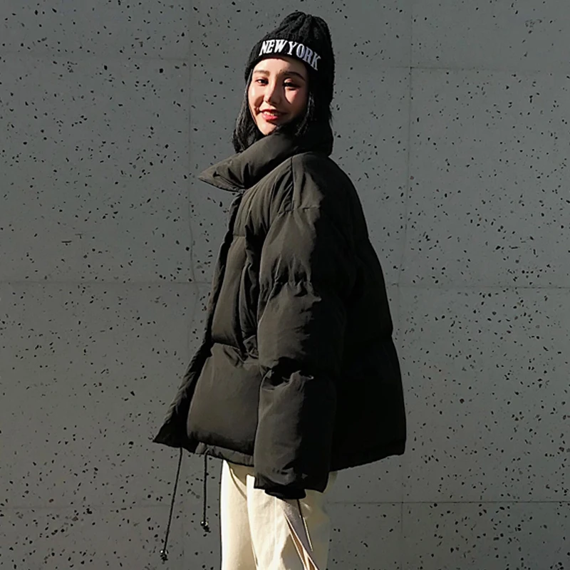 Ceny Moda zima kobiety parki dół bawełny kurtka watowana ciepłe grube luźne oversize soild watowe kurtki kobiet dorywczo chleb płaszcze