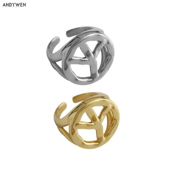 

ANDYWEN 925 Sterling Silver Tree Irregular Resizable Rings 2020 Rock Punk Large Big Openwork Luxury Thick Women Jewelry