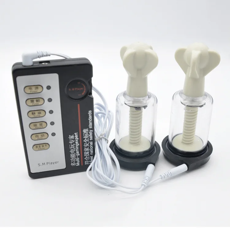 Electric Shock Nipple Sucker Vacuum Pump Breast Booster Electric Stimulation Body Massager Clitoral Clip Adult Female Sex Toy