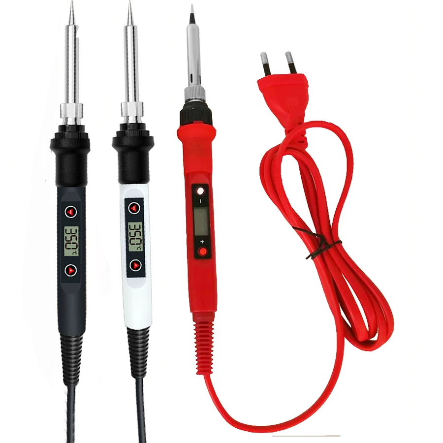 Electric Soldering Iron 60/80W Digital Temperature Adjustable Set With Tips Stand Tin Wire