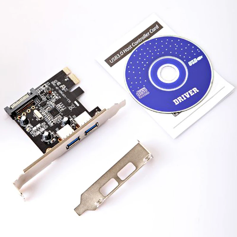 Карта расширения USB 3,0 внешний 2 порта PCI-E PCI Express 15-pin SATA разъем питания