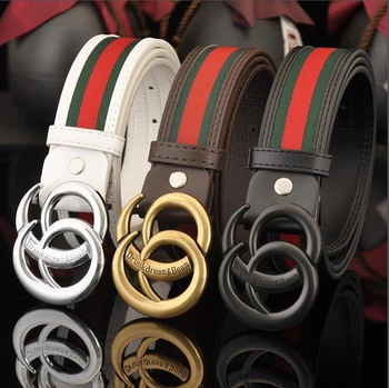 

high quality Fashion classic Style Red and green cloth with belt man business Genuine leather leisure belt popular lady belts