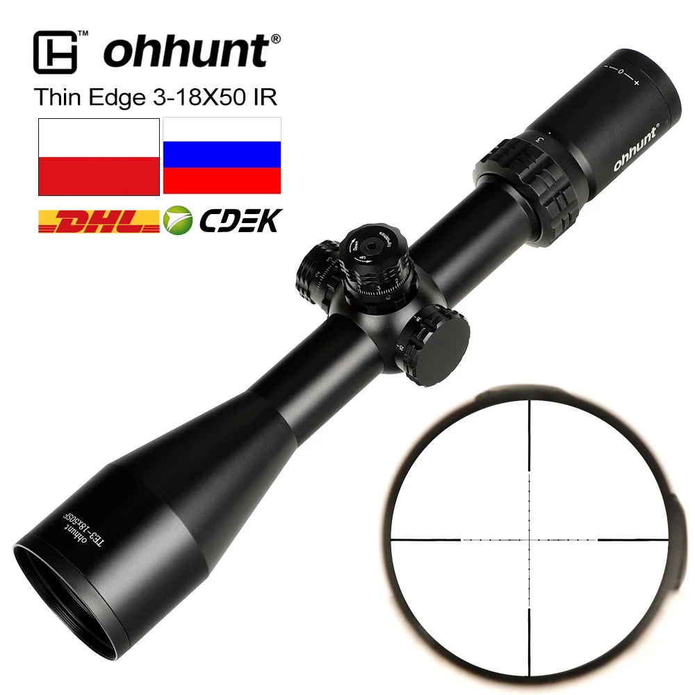 - ohhunt Thin Edge 318X50 SF Tactical Optical Sights Mil Dot Glass Etched Reticle with Turret Lock Reset Hunting Riflescope Scope