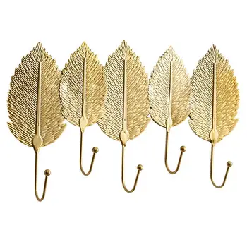 

1 Set Wall Hooks Iron Art Peg Rack Wall Hangers with 5 Hooks Creative Key Rack