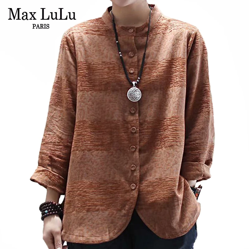 Max LuLu 2020 китайский стиль Весенняя мода Женские винтажные рубашки женские