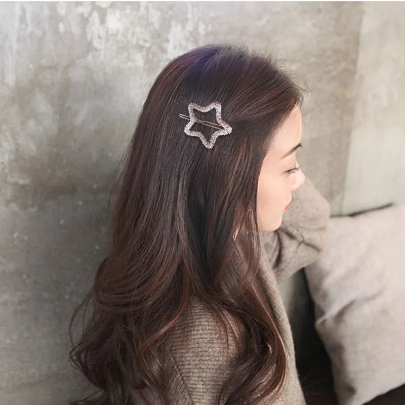 1 шт. Модный с кристаллами, со стразами шпилька Звезда Треугольник круглой формы женские заколки для волос аксессуары для укладки