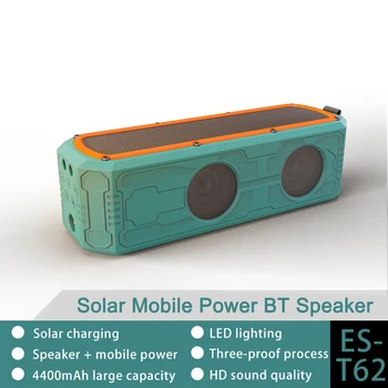 

Outdoor ES-T62 Solar Bluetooth Speakers Speaker Waterproof Shockproof AUX IN Solar Charging SOS Flashlight Hands-free with Mic