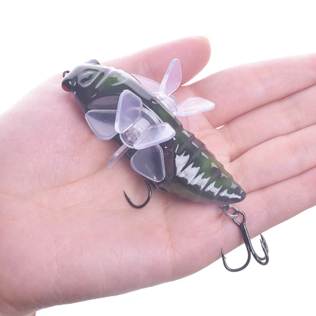 Topwater Cicada Shape Fishing Lure 7.5cm/15.5g Crankbait Artificial Bait  Hard Plopper Soft Rotating Double Wings Fishing Tackle