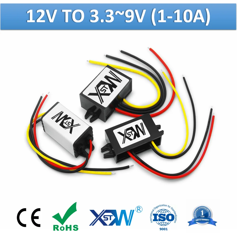 

XWST DC to DC Mini Buck Converter 12v to 3.3v 3.7v 4.2v 6v 7.5v 9v Step Down Module Power Converter 1A to 10A Regulator