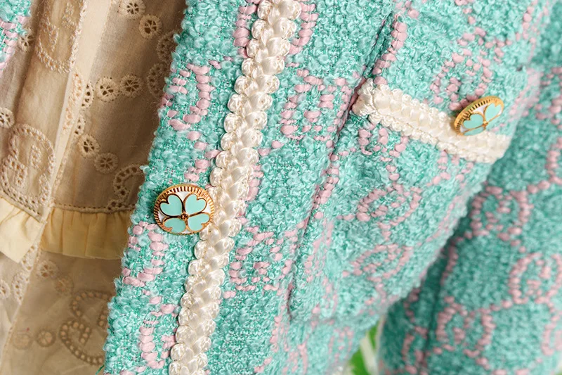 Женский комплект 2 шт. Мода Woolen Fashion Korean корейский драматический ТВ Женский комплект из двух предметов Женское шерстяное пальто с принтом женская рубашка мини-юбка