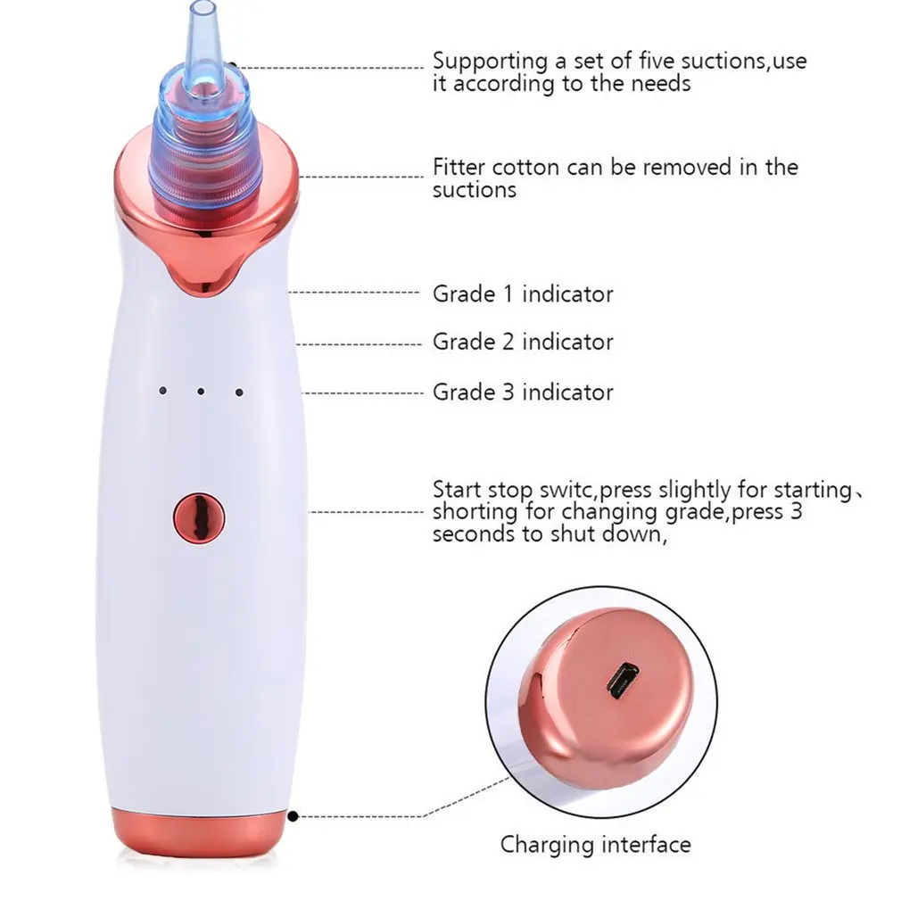 Алмазный дермабразия вакуумный отсос угрей для Удаления Лица вакуумный аппарат для очистки пор носа прыщей инструмент для чистки лица