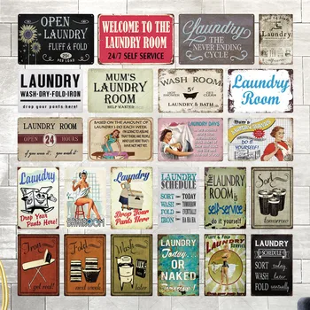 

Laundry Sign Vintage Tin Sign Plaque Metal Vintage Retro Metal Sign Wall Decor for Laundry Room