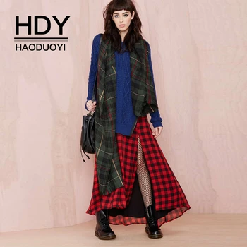 

HDY Haoduoyi Autumn&Winter Women Casual Solid Color Block Loose Pullovers Knitted Contrast Long Sleeve Tops Lady Sweater