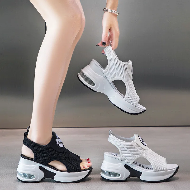 

8 Cm Extra High Cushion Insole Fly Woven Sandals Women's Fish Mouth Platform Gladiator Sandals Summer Style Versatile Thick Bott