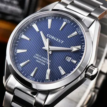 

41mmCorgeut blue dial Luminous Stainless Steel Seagull / Miyota Automatic Sapphire Waterproof Steel Belt mechanical wristwatches