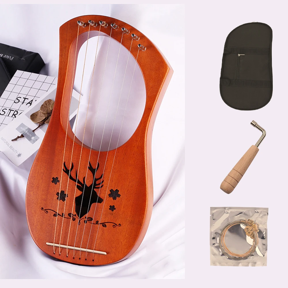 7-струнные металлические струны Lyre Harp твердые красные искусственные инструменты