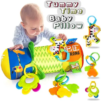Baby Pillow Toy with Detachable Rattle Soft Crawl Roller Einstein Tummy Time Toy for Baby Reef Prop Pillow Toys Infants Toddlers 2