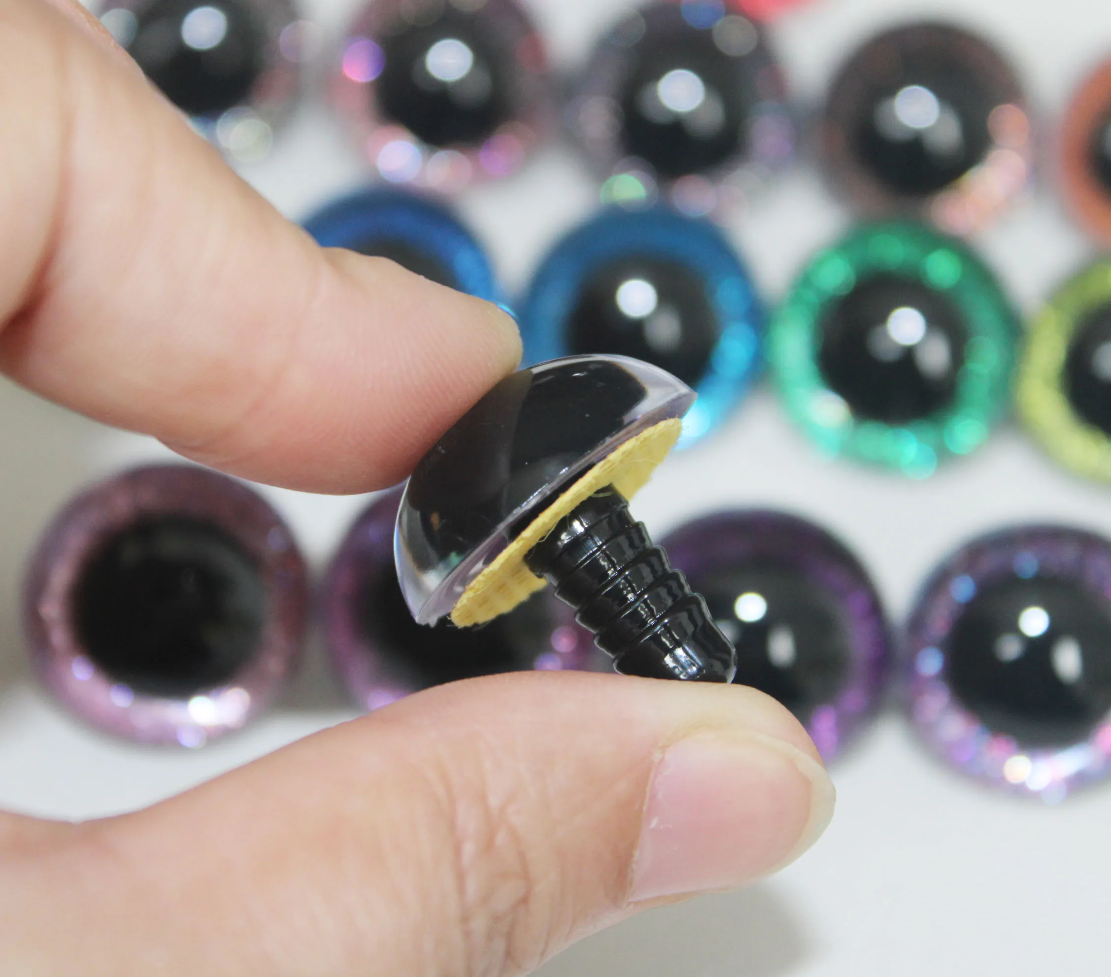 13mm-28mm round plastic toy safety eyes glitter Nonwovens hard washer 20pcs doll accessories plastic safety eyes doll accessories toys safety eyes For plush doll findings-size option