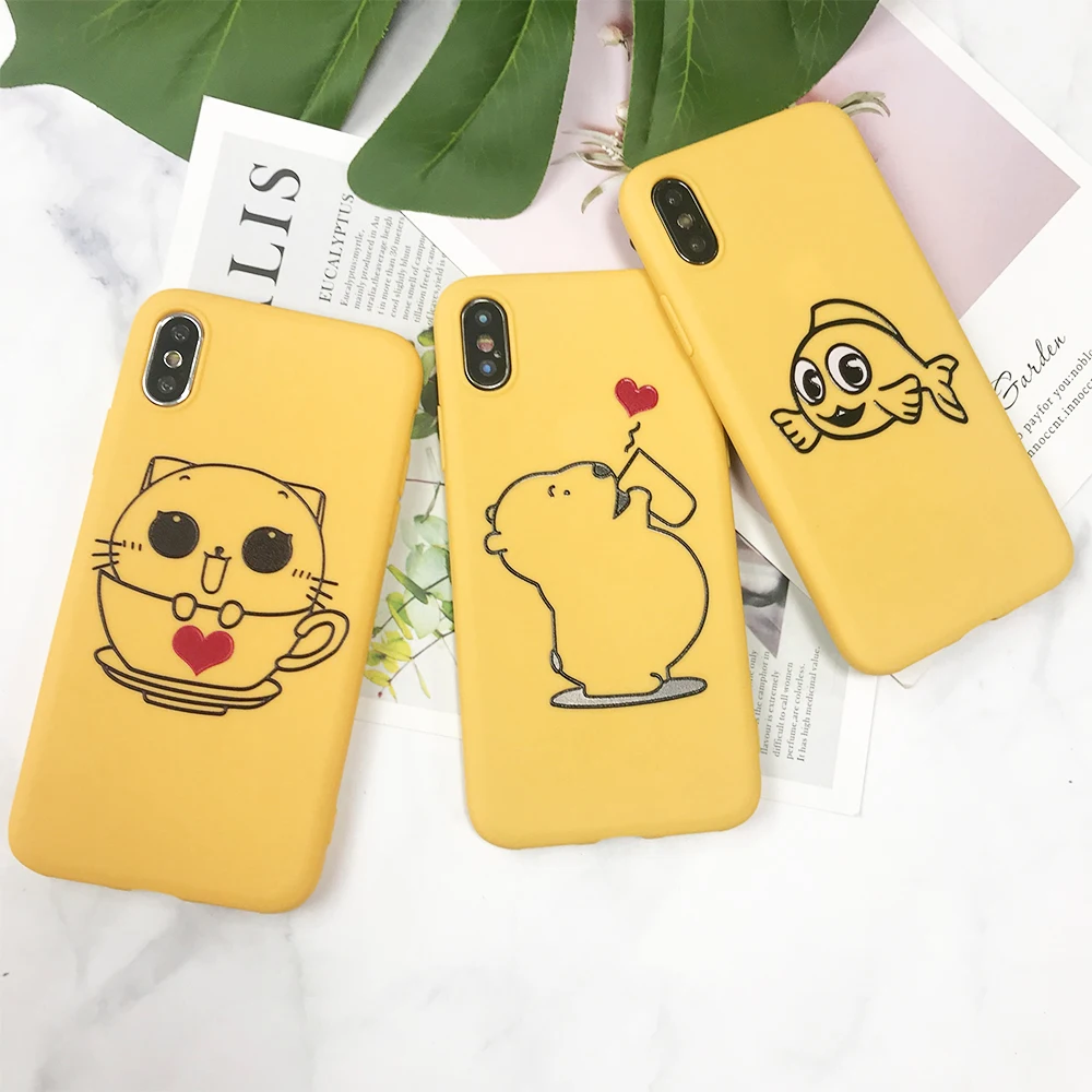 

ciciber Yellow Phone Case For Iphone 6 6S 7 8 Plus X XR XS MAX Case Cartoon Cute Giraffe Animal Soft TPU For iphone 7 Case Shell