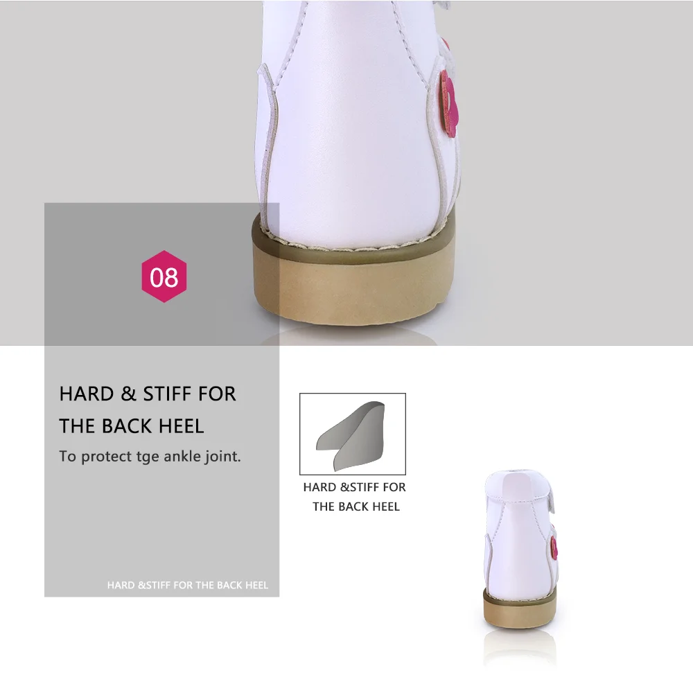 Kids Girls High-top Corrective Shoes White Genuine Leather Orthopedic Sandals with Lovely Flower Spring Summer Shoes for Health