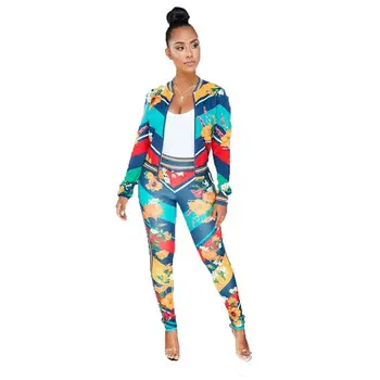 

Two Piece Set Women Conjunto Deportivo Mujer Long Sleeve Tight Printing Leisure Sport Jacket Pants Women Clothing 2 Piece Sets