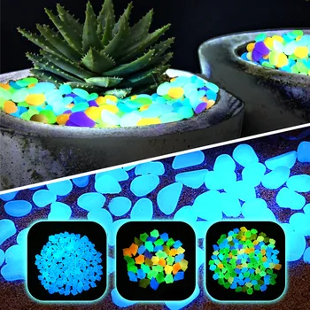 

100Pcs Glow In the Dark Pebbles Garden Decoration Luminous Decorative Pebbles Stones Fish Tank Aquarium Vase Ornamental Rocks