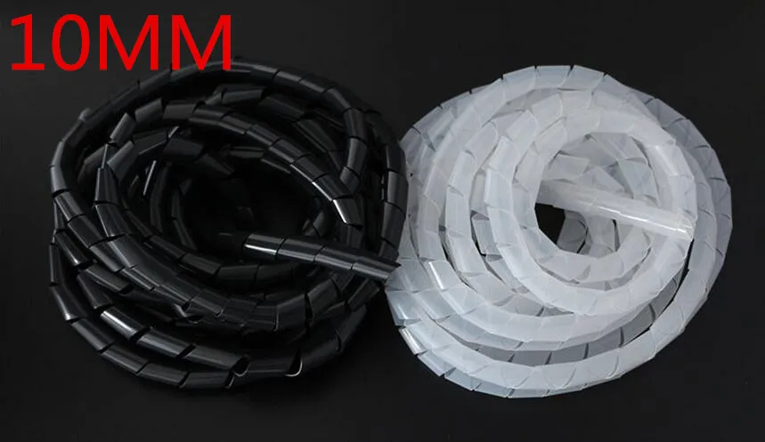 

Spiral wrapping band SWB-10 diameter 10mm About 10M Length Black White Cable casing Cable Sleeve Winding pipe Spiral Wrapping