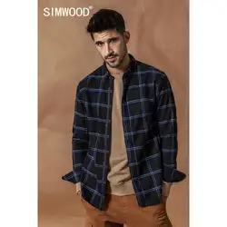 SIMWOOD повседневные рубашки для мужчин 2019 новый 100% натуральный хлопок с длинным рукавом рубашки в клетку мужской Slim Fit плюс размеры camisa masculina