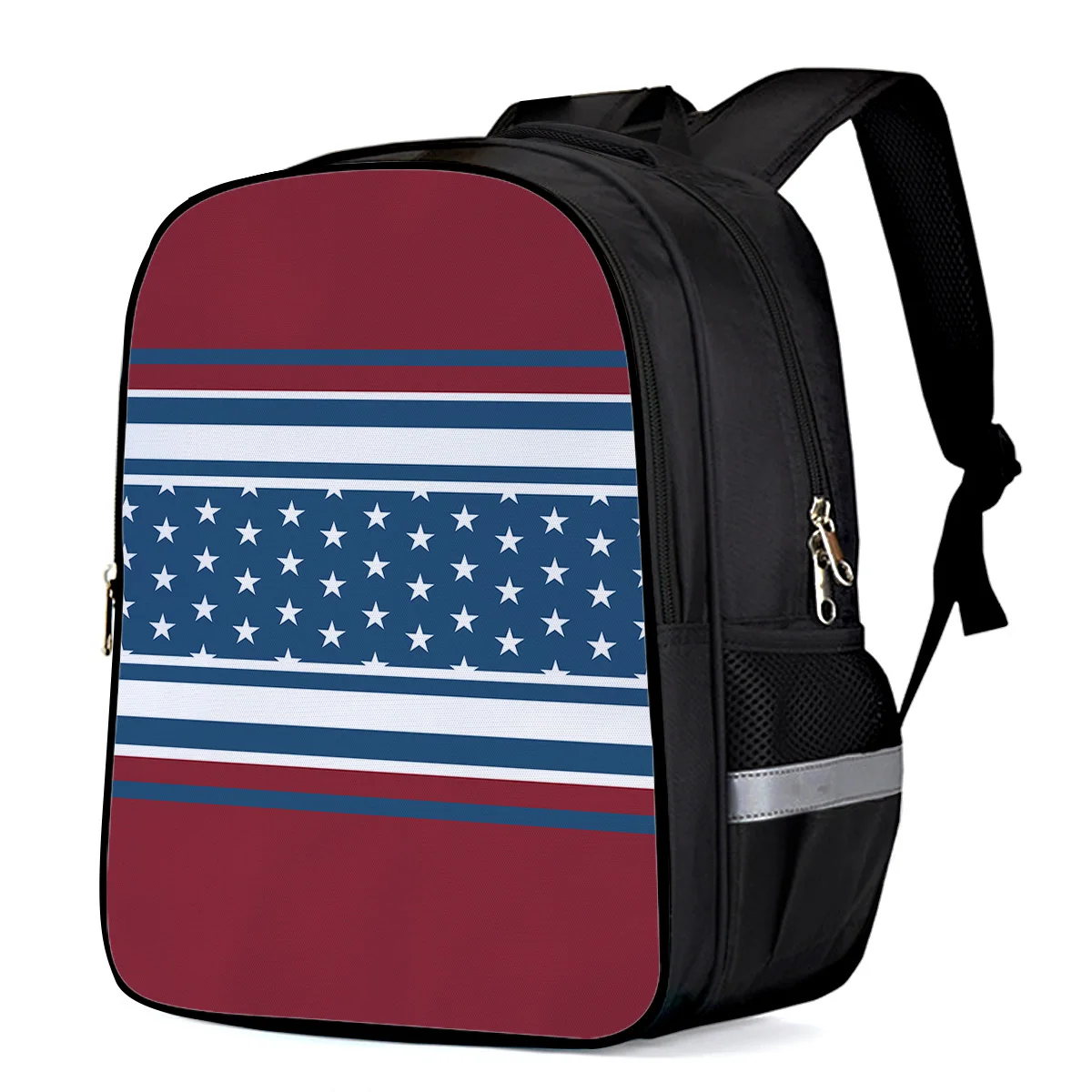 Geometric Rectangle Red White Stripes Stars Simple Student Schoolbag Boys And Girls Backpacks Fashion | Багаж и сумки